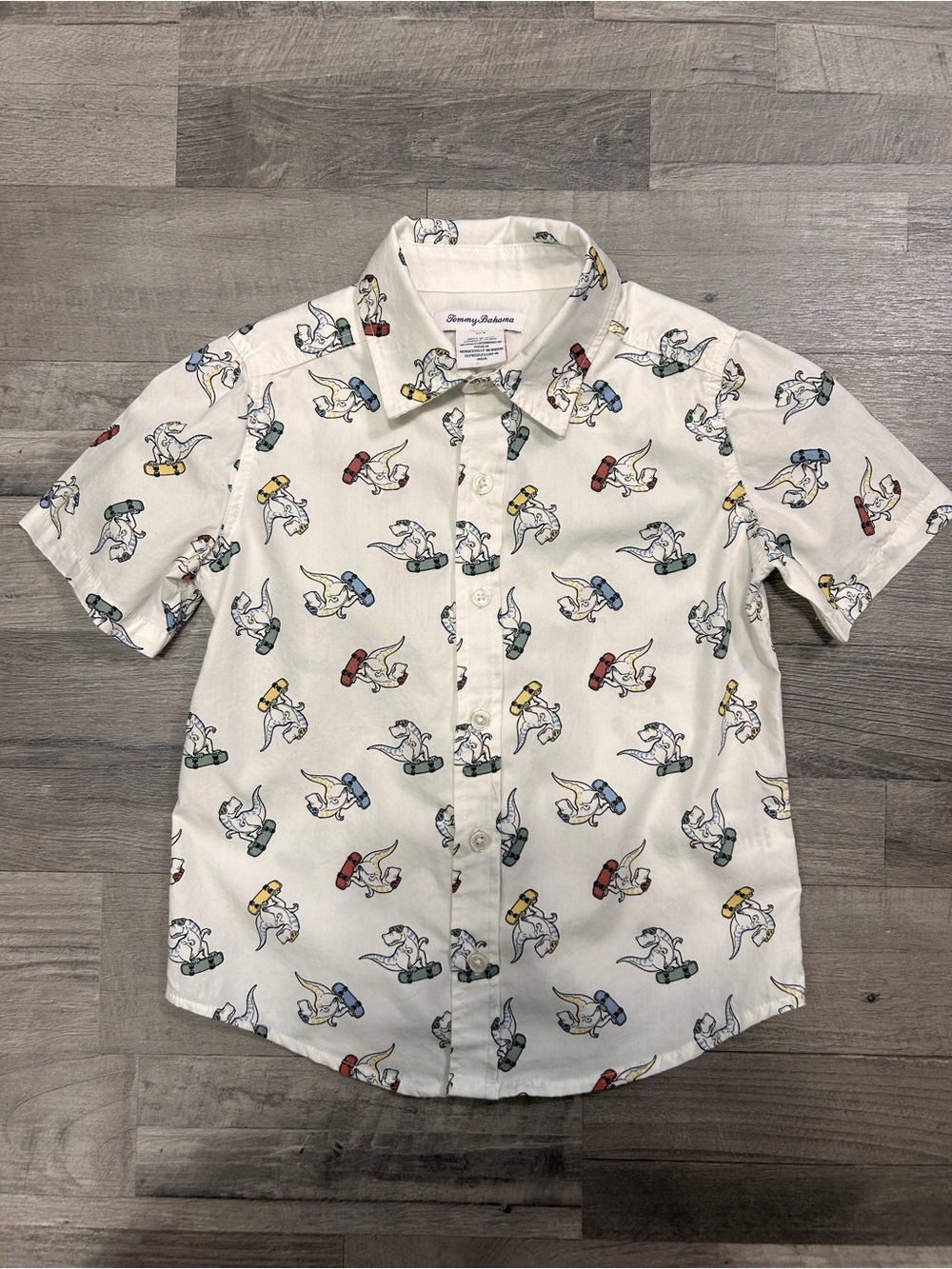 Tommy Bahama Boys Skateboarding Dinosaur Short-Sleeve Button Down Shirt